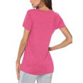 thumbnail image 4 of Fancyglim Women's Crew Neck T Shirt Short Sleeve Tops Solid Tees(Pink S), 4 of 7