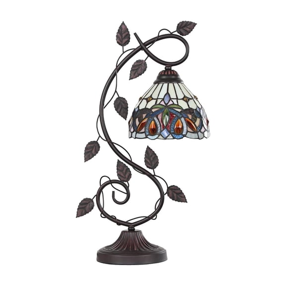 Chloe Lighting Serenity Victorian 1-Light Metal/Glass Table Lamp in Dark Bronze