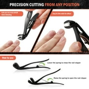 BEZOX Angled Head Nail Clippers for Seniors - Ergonomic Toenail Clipper for Thick Nails, Nail Cutters with Catcher - Black