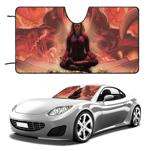 Scarlet Witch Wanda Maximoff-theme Windshield Sun Shade Front Protector Folding Car Sun Visor Blocks Uv Rays Keeps Your Vehicle Cool52in*28in(130cm*70cm)
