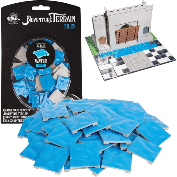 Monster Adventure Terrain- 50pc Water Tile Expansion Pack- Hand-Painted 1x1â€_x009d_ Tile Set- Easy Snap Creates Amazing Table Top Terrain in Minute- Customize Your D&D and Pathfinder Dungeons Your