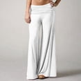 thumbnail image 5 of felwors Women's High Waisted Fold Over Flowy Wide Leg Pants | Casual Lounge Yoga Palazzo Pants for Beach & Vacation (White, XXL), 5 of 8