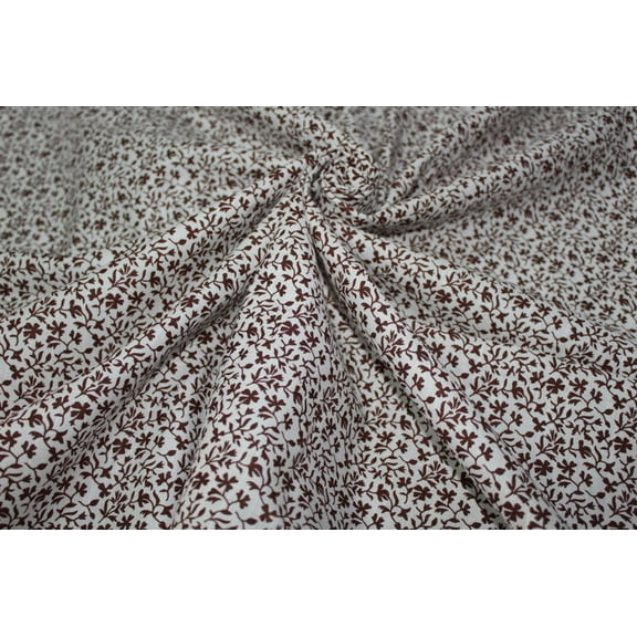 100% Linen Beautiful Brown Floral Print Fabric 58" wide [10131]