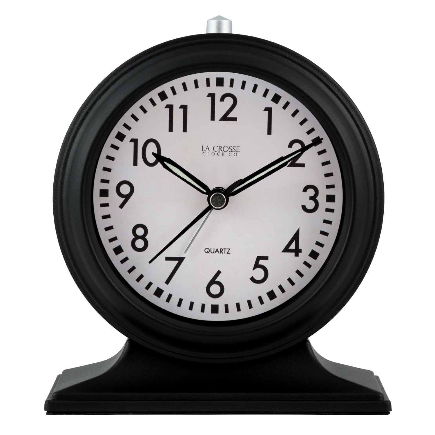 La Crosse Clock Black Mantel Silent Sweep Analog Alarm Clock, 617 3014