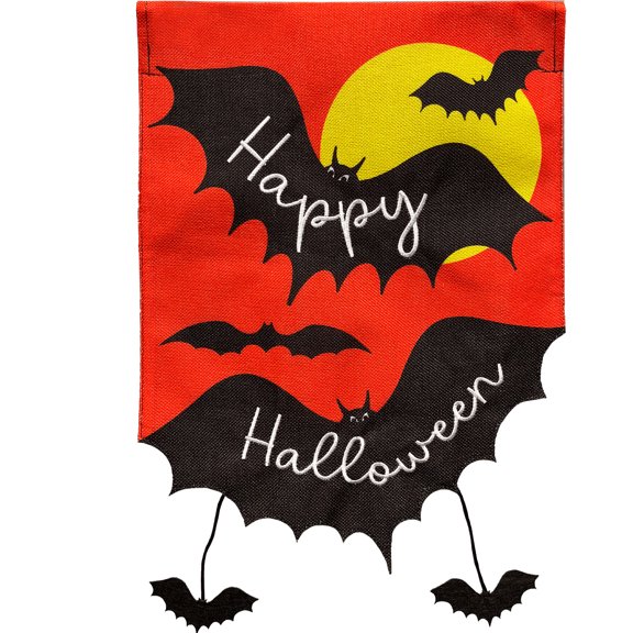 Briarwood Lane Burlap Garden Flag 12x18 For Outdoor Happy Halloween Bats For Halloween Garden Flag Flags For Outside