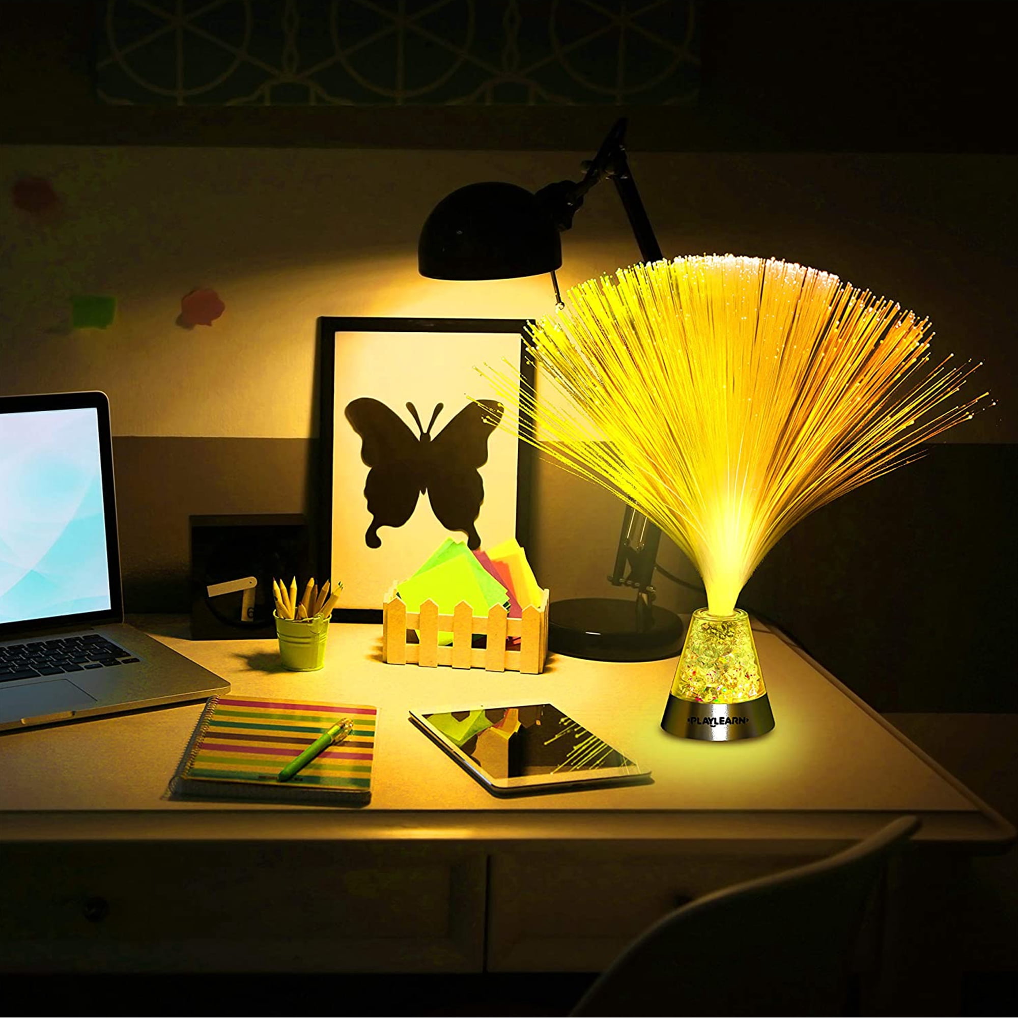 Playlearn Fiber Optic Lamp for Bedroom, Living Room, Office Color Changing Light 13 Inches