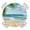 Green Blue, variant on Summer Beach Round Tablecloth for 55-60 Inch Tables, Fitted Table Cover with Elastic Edge, Coastal Ocean Tropical Palm Trees Waterproof Outdoor Table Cloth Protector for Patio Garden Dinner Picnic