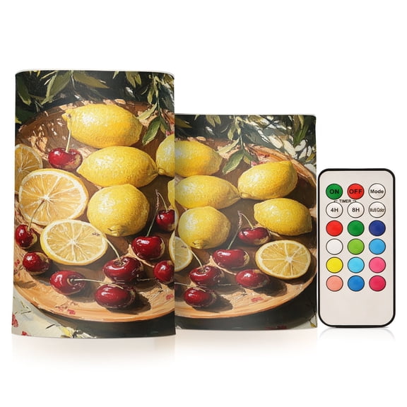 BZSMCE Flameless Candles LED Lights Fashion Sun Lemon Painting Creativity Battery Candles