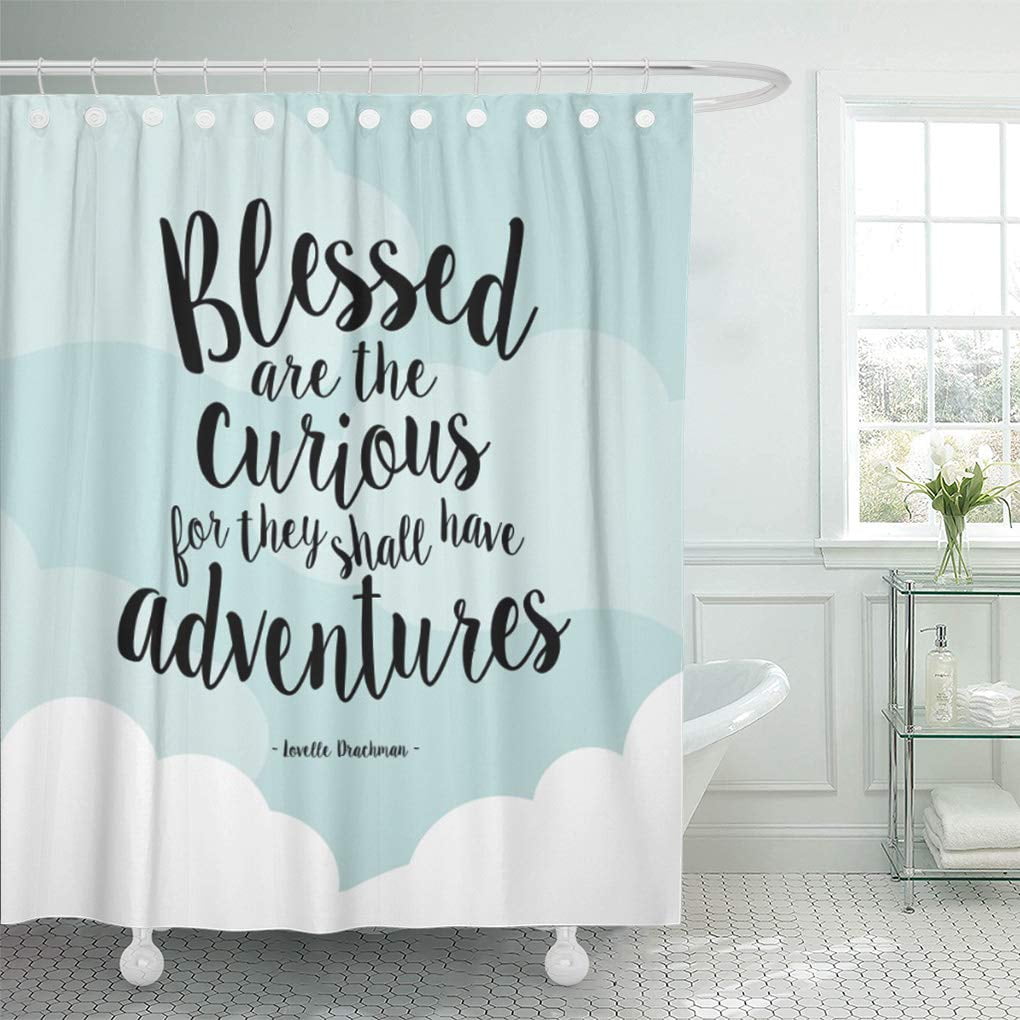 SUTTOM Motivational Blessed are Curious Modern Lettering Inspirational Adventure Travel Shower