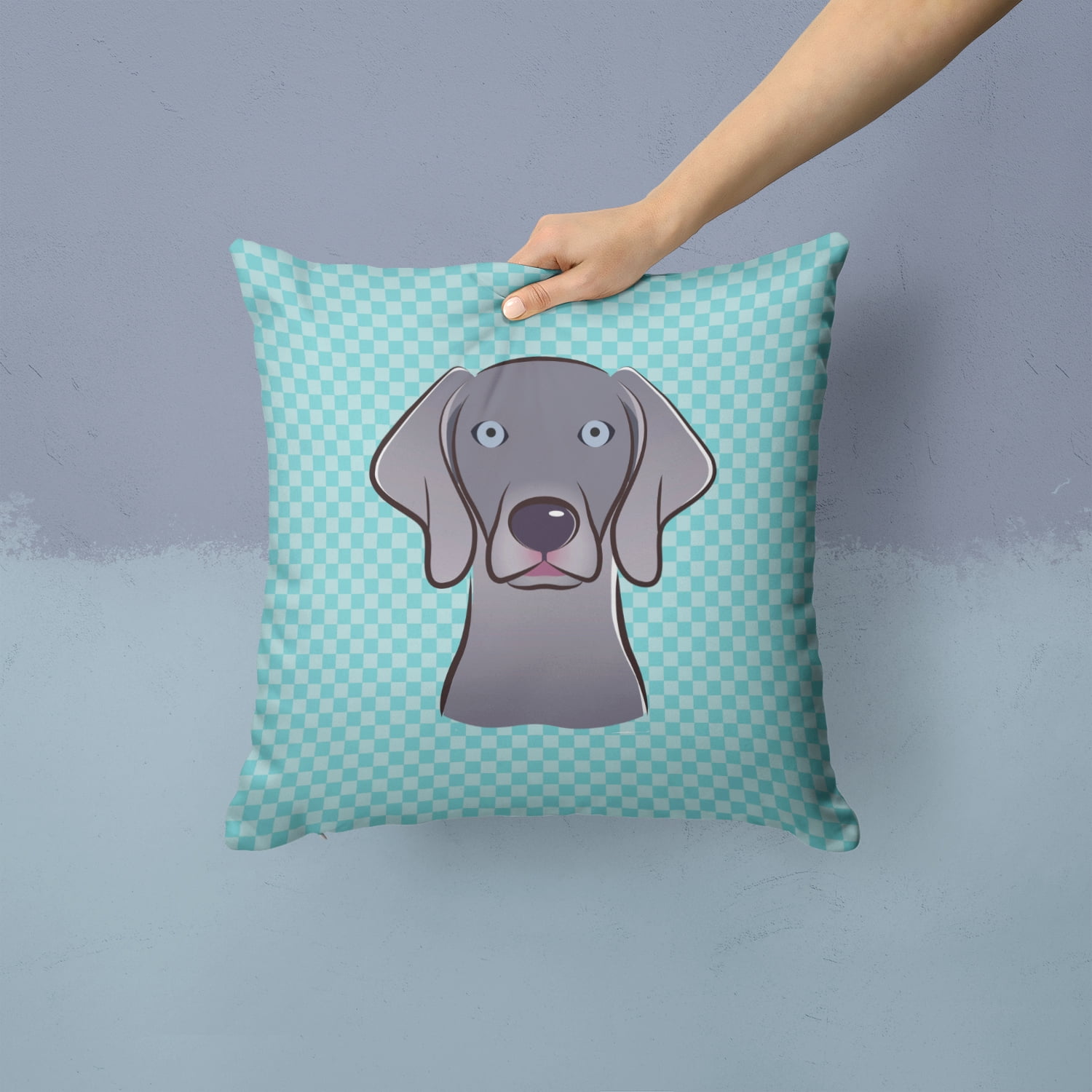Dog Face Checkerboard Design Fabric Decorative Pillow