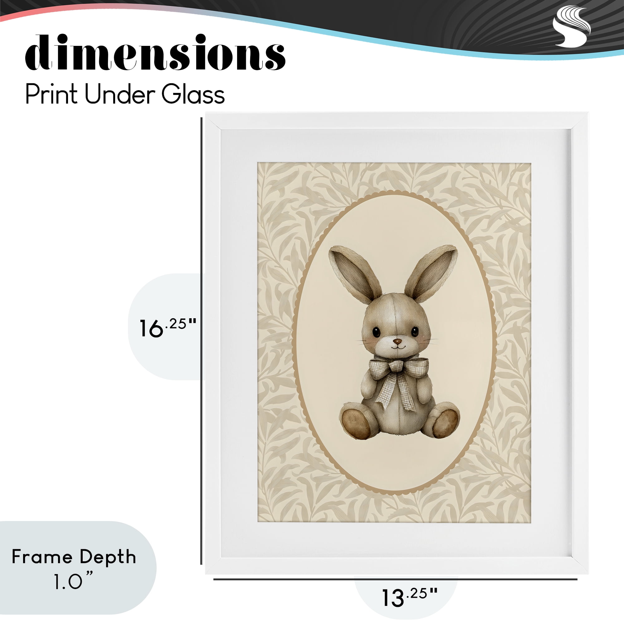 Stupell Industries Neutral Bunny in Oval Border White Framed Print Under Glass, design by LSR Design Studio