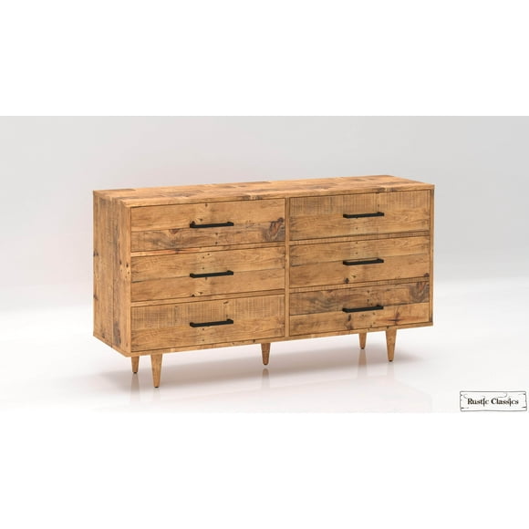 Rustic Classics Cypress Reclaimed Wood 6 Drawer Dresser in Spice