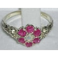 thumbnail image 4 of LBG 925 Sterling Silver Natural Opal and Ruby Womens Cluster Ring - Size 5.75, 4 of 4