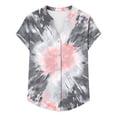 thumbnail image 4 of Smsaxvxz Summer Tops for Women Fashion Floral Printed V Neck Short Sleeve Button Down Shirts Casual Loose Blouse Gray L, 4 of 4