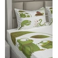 thumbnail image 4 of Ambesonne Animal Fitted & Top Sheet Set with Shams, Snake Frog Chameleon Reptile, Green Brown and Red, 4 of 5