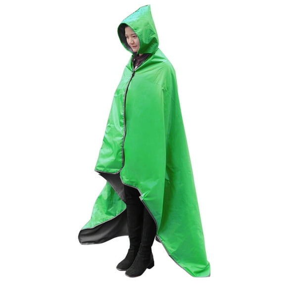 Waterproof Windproof Wearable Portable Hooded Stadium Blanket -Bright Green