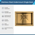thumbnail image 6 of Strictly Sinks Undermount Workstation Kitchen Sink – Gold 23 Inch 16 Gauge Single Bowl Kitchen Sink, 6 of 6