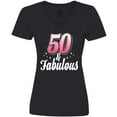 thumbnail image 3 of Inktastic 50 and Fabulous with Sparkles Women's V-Neck T-Shirt, 3 of 5