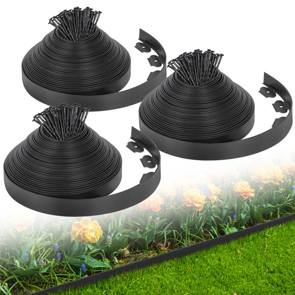 Kit de borde para jardín FunFanso de 5 cm x 61 m, negro