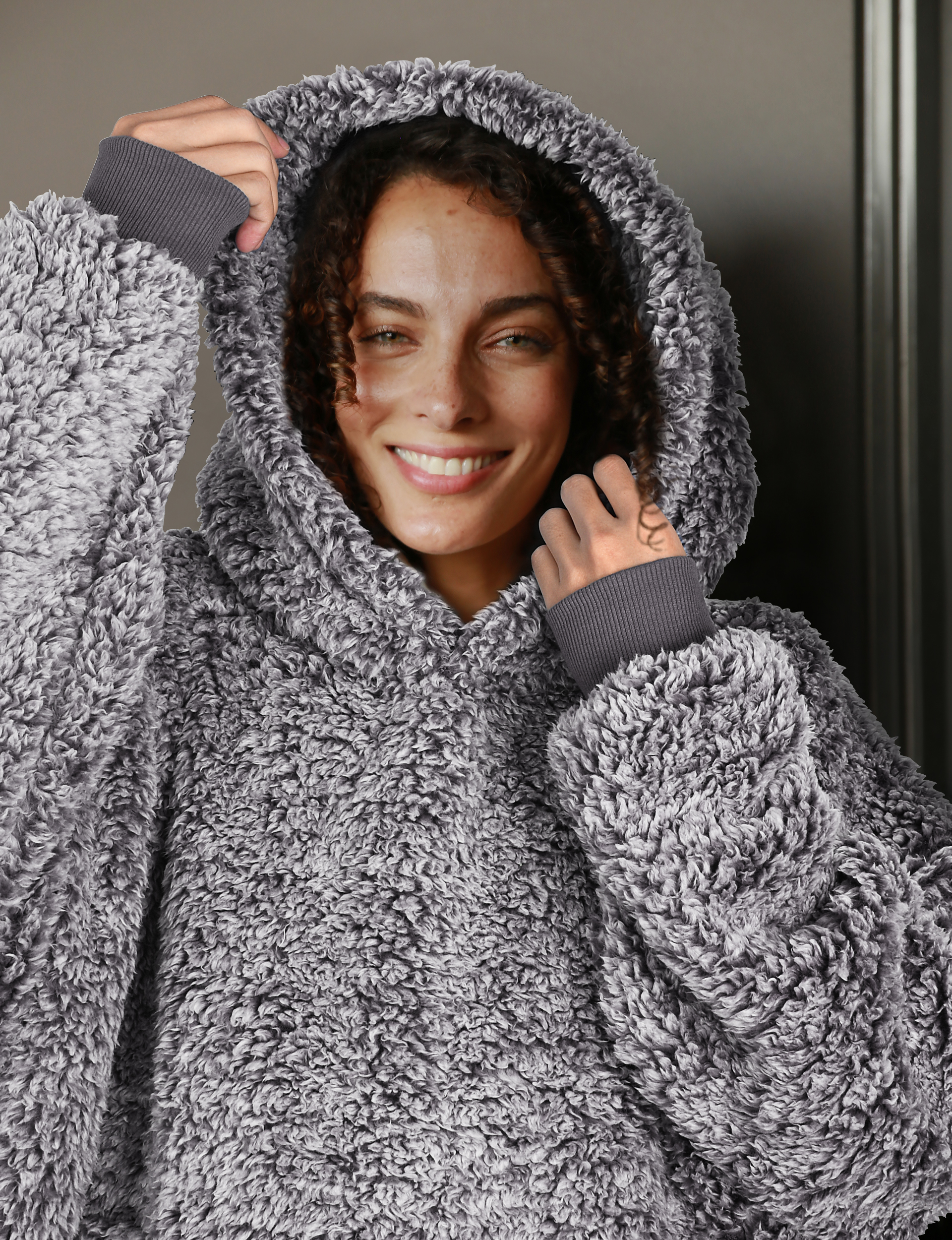 Catalonia Oversized Blanket Hoodie Sweatshirt, Wearable Sherpa Lounging Pullover for Adults Women Men
