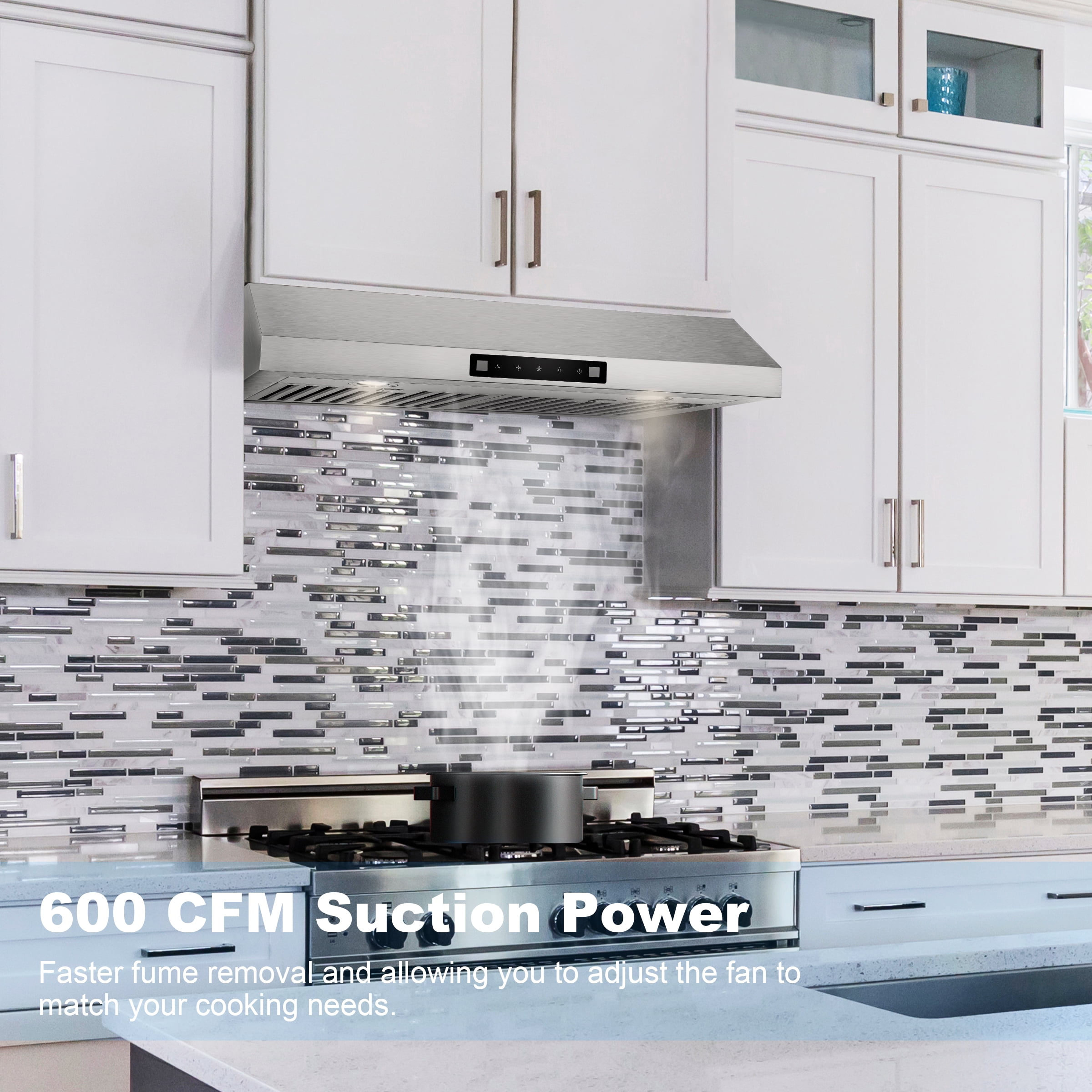 EVERKITCH Range Hood Under Cabinet 600CFM