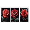 thumbnail image 2 of Designart "Red Black Rose magic Beauty III" Floral Wall Art Set Of 3 - Red Flower Canvas Set For Living Room Decor, 2 of 7