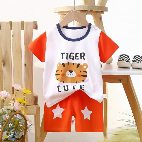 KPOPLK Toddler Boy Girl Clothes Summer Outfits Short Sleeve Shorts Baby Beach Casual Clothe for 3 6 9 12 18 24 Months Size 4-5 Years,Hot Pink