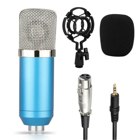 Studio Recording Microphone, EEEkit Condenser Broadcast Microphone w/Stand & 3.5mm to XLR Cable Recording Karaoke Singing for Phone Computer PC Garageband Smule Live Stream &