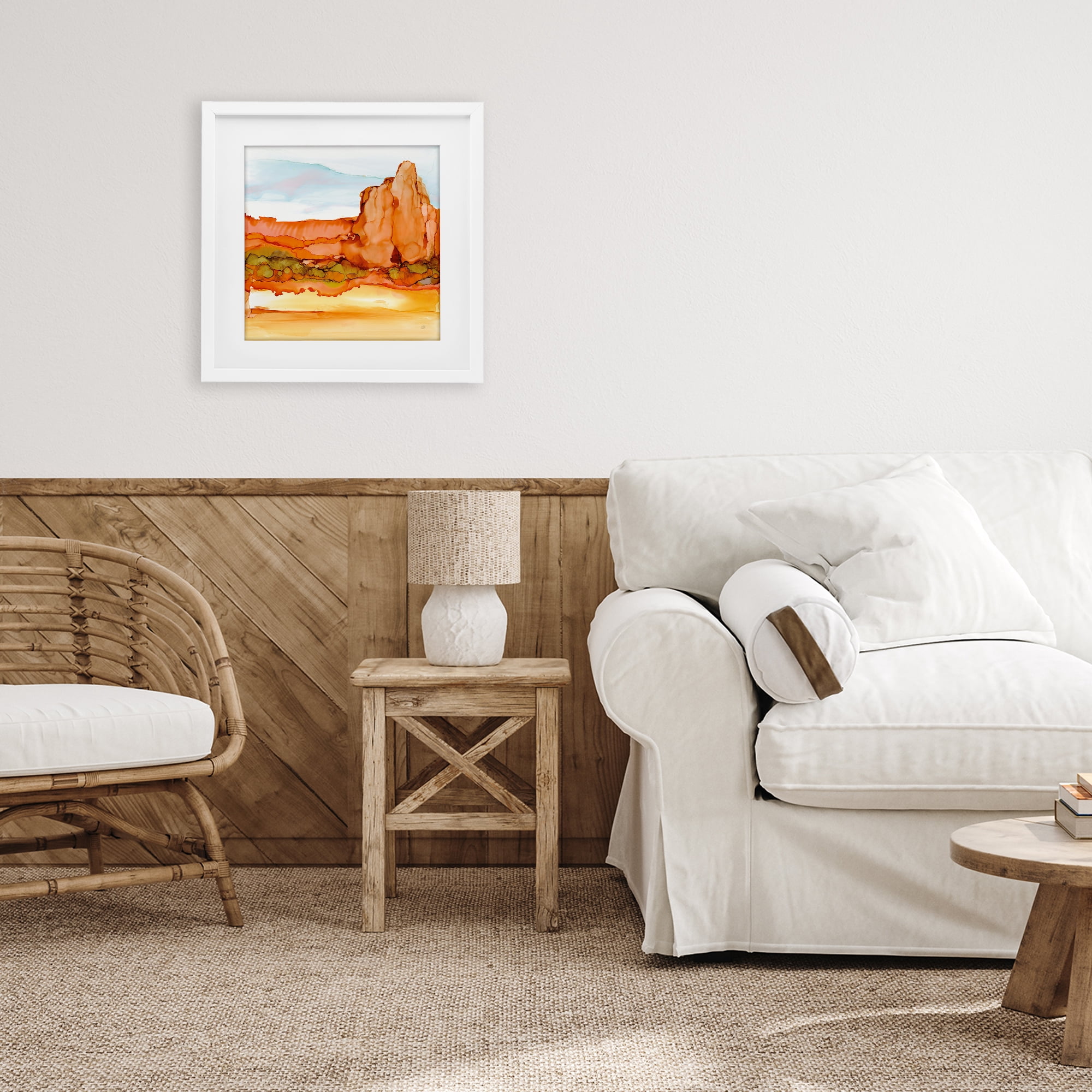 Stupell Industries Earthy Desertscape Illusion White Framed Print Under Glass, design by Chris Paschke