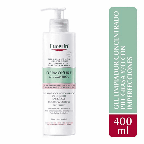 Eucerin Dermopure Oil Control 400ml Gel Limpiador Facial Antiacné Piel Grasa Sensible Hombre Mujer