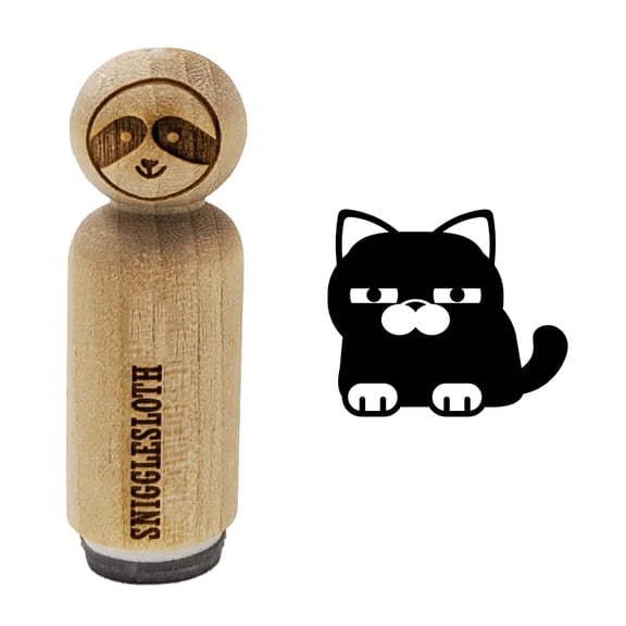 Round Cat Skeptical Rubber Stamp for Scrapbooking Crafting Stamping - Mini 1/2 Inch