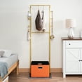 thumbnail image 5 of Heavy Duty Coat Rack with Storage Basket Metal Hanging Clothes Rack with Marble Base Modern Standing Clothing Rack for Entryway Bedroom Living Room Hotel 19.69 x 13.39 x 67.72 Inches (Gold), 5 of 7