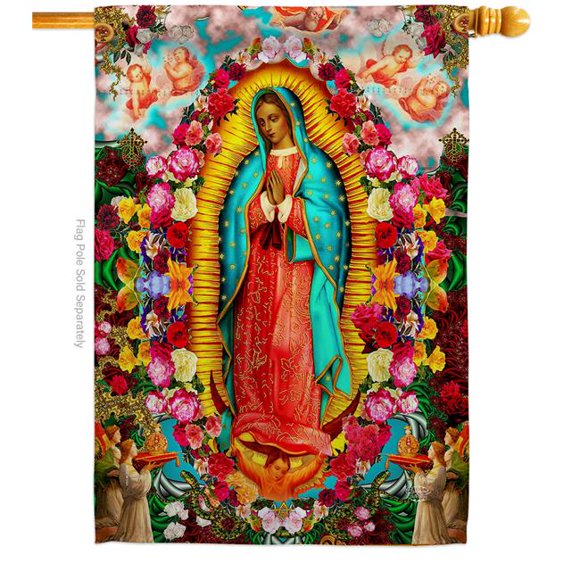 Ornament Collection H192338-BO Our Lady of Guadalupe Religious Faith Double-Sided Garden Decorative House Flag, Multi Color