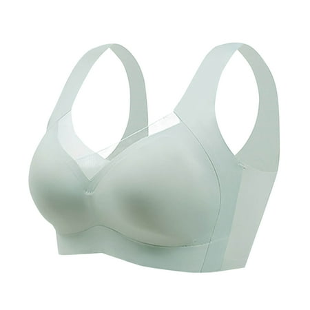 Mrasaso Summer Savings Clearance! Sports Bras Women Nylon Bra Fashion Women s Large Size Solid Color Hollow Out Wireless BraSemi-Fixed Soft Support Daily Bra(1pc Underwear) Green|2XL