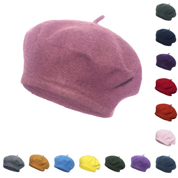 XIAOCHA Womens Soft Silhouette Beret Cap Solid Close Fit City Walk Beret Hats,Pink