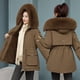 thumbnail image 2 of Chaqueta corta de mujer engrosada con felpa y cuello de piel grande, corte entallado y chaqueta de algodón adelgazante, 2 of 6