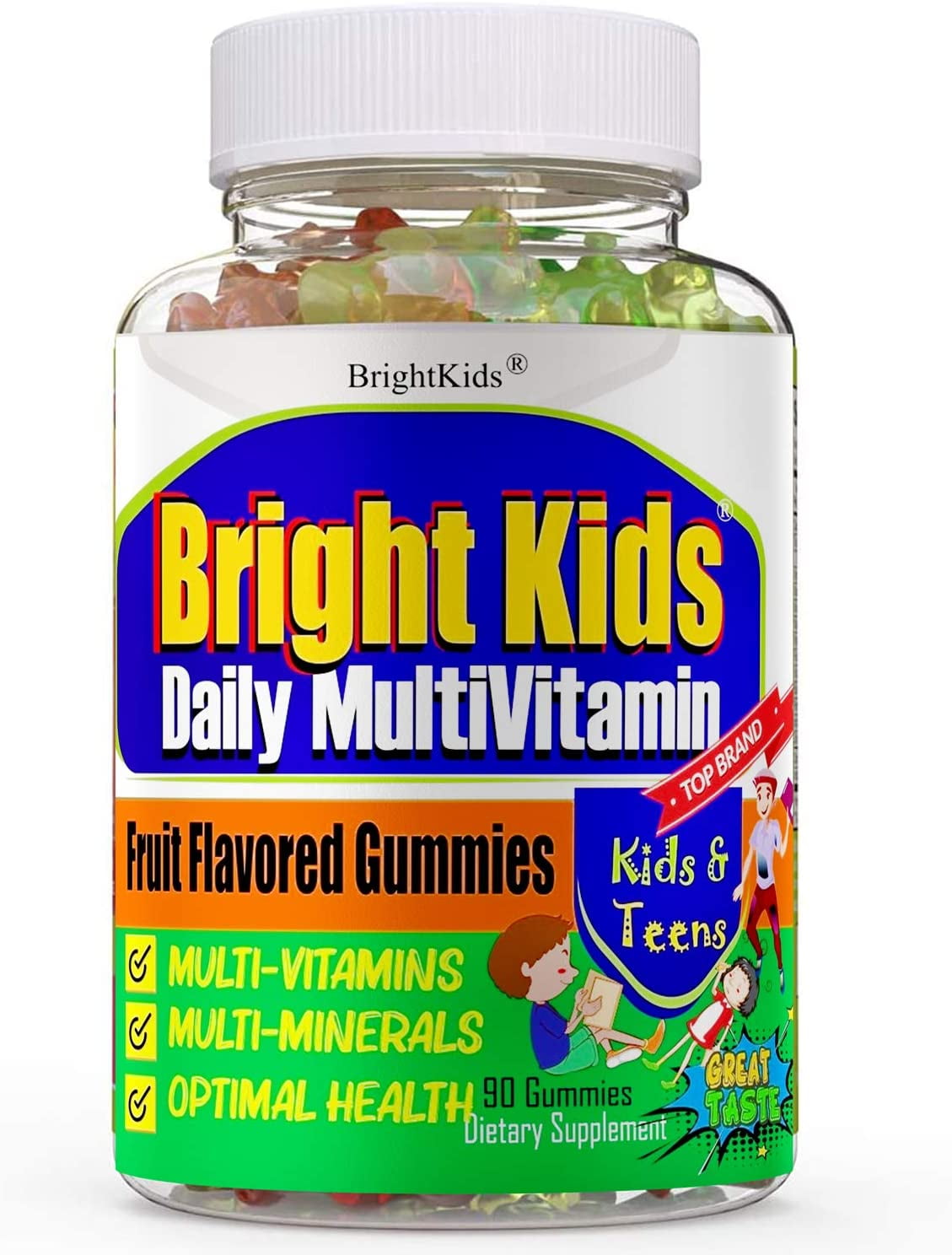 Kids Multivitamin Gummies, Vitamin Supplements with Vitamin E, A C D B6 B12 & Combination of 20+ Kids Vitamins , Support Overall Health, Teen Multivitamins - 90 Gummies