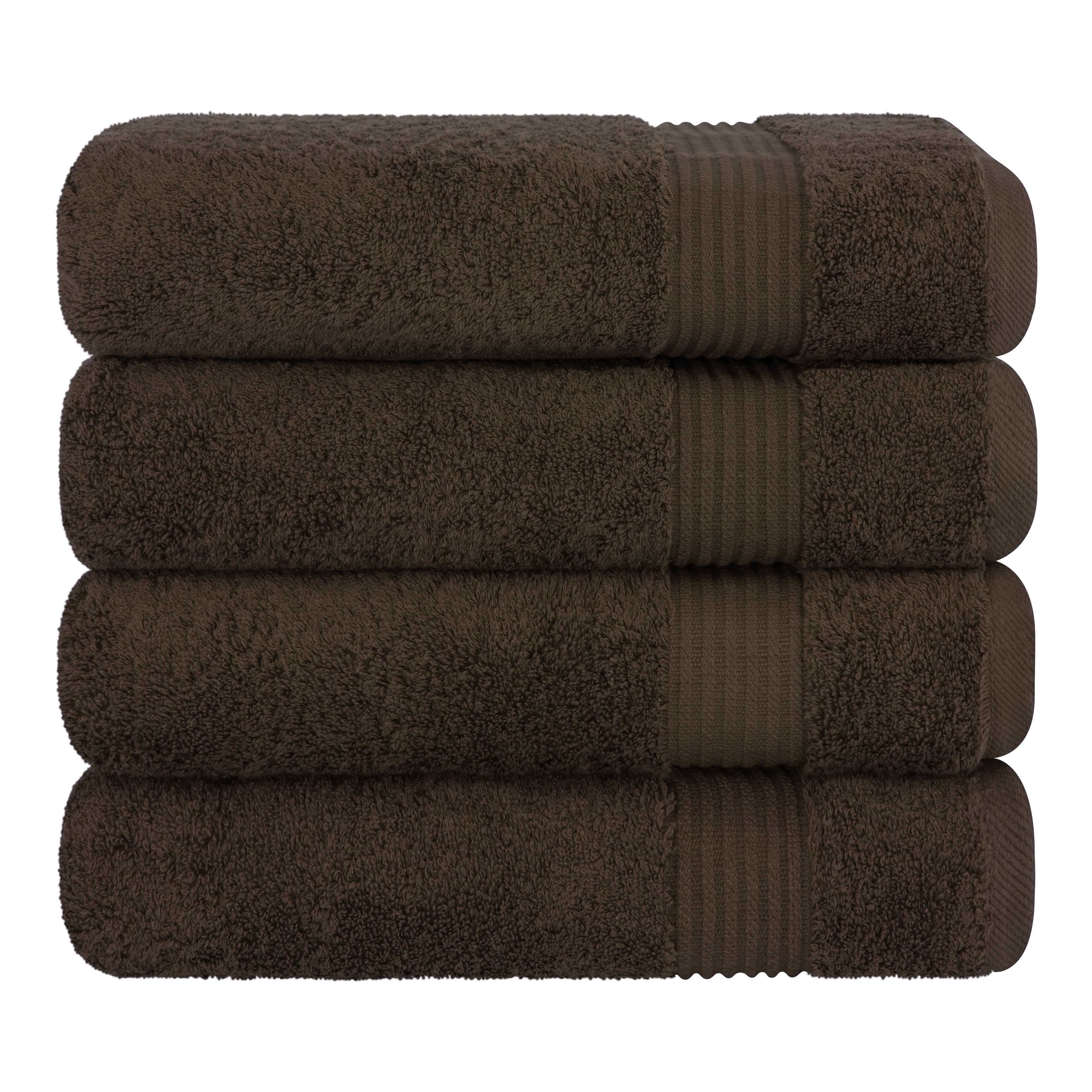 Cotton Paradise 100% Cotton 4 Piece Turkish Bath Towel Set, Soft Plush Towels Clearance Bathroom Set, Brown