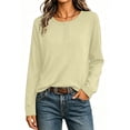 thumbnail image 6 of Horkkom Henley Shirts for Women Solid Color Button Long Sleeve Shirts Baggy Casual Fall Tops S, 6 of 7