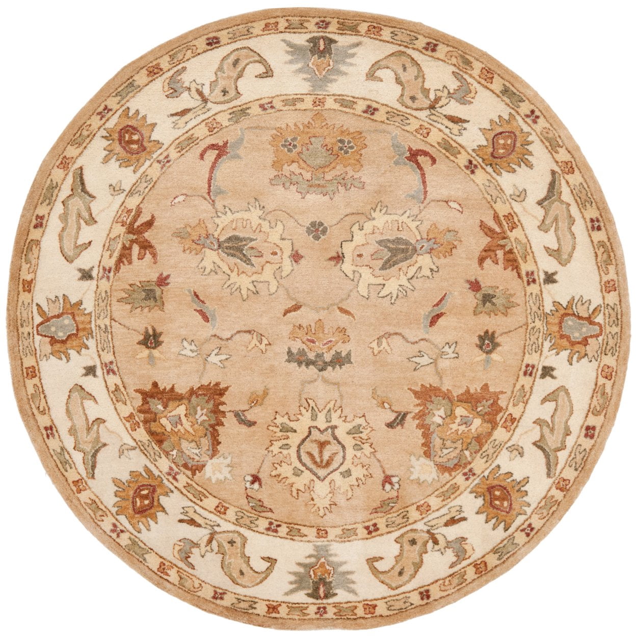 SAFAVIEH Bergama Bradford Traditional Wool Runner Rug, Taupe/Ivory, 2'3" x 12'