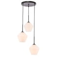thumbnail image 4 of Indoor Modern Home Decor Bright Ceiling Gene 3 Light Black and Frosted White Glass Pendant, 4 of 7