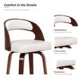 thumbnail image 4 of ClinQ Modern Walnut 360° Swivel Bar Stool Set of 3, Counter Height Kitchen Island Chair with Silver Footrest Ring,Upholstered Seat and Open Back, Beige, 4 of 10
