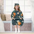 thumbnail image 7 of FORMRS Wearable Blanket Hoodie with Sleeves for Kids Cozy Flannel Sweatshirt, Green Floral Oranges, 7 of 7