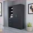 thumbnail image 3 of Armoires with 2 Doors 3 Drawers 4 Shelves | Black | Engineered Wood, 3 of 7