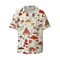 thumbnail image 2 of Lsque Cartoon Mushrooms print Men's Cuban Collar Short Sleeve Shirt Summer Beachwear Casual Button Down Fashionable Vacation Leisure Shirt-Medium, 2 of 7