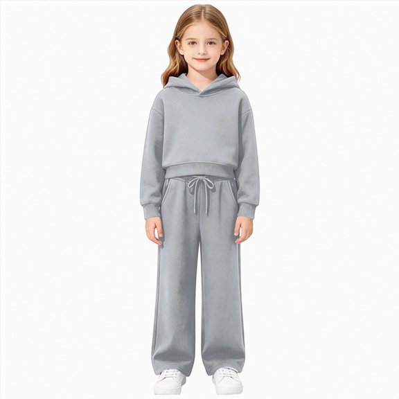 Zuwimk Toddler Boy Girls Sweatsuit Long Sleeve Hoodie Sweatshirt and Jogger Pants 2PC Sets Fall Clothes Outfit(T044-Grey)