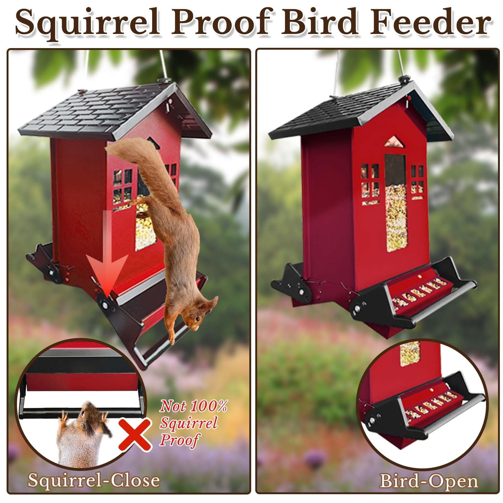 Squirrel Proof Metal Bird Feeder, Blue, 6 Lbs Capacity