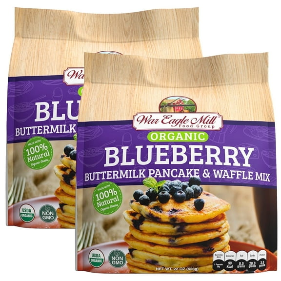 War Eagle Mill Organic Blueberry Buttermilk Pancake & Waffle Mix, 22 oz (2-pack)