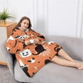 thumbnail image 5 of Oversized Wearable Blanket Hoodie,Halloween Cat Pattern Sherpa Blanket Hoodie with Super Pockets,Super Warm Fuzzy Pullover for Women & Men, 5 of 6