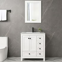 eclife 30" White Bathroom Vanity Set with Integrated Sink Top and Water-Saving Faucet